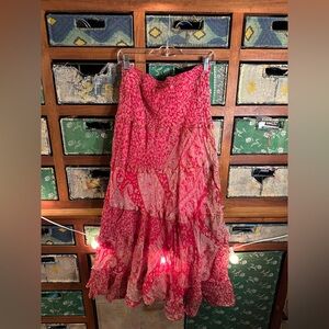 Blue Sky Pink Patterned Maxi Skirt